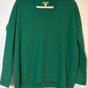 J. Crew Green Cashmere relaxed V-neck sweater Women's Size XS